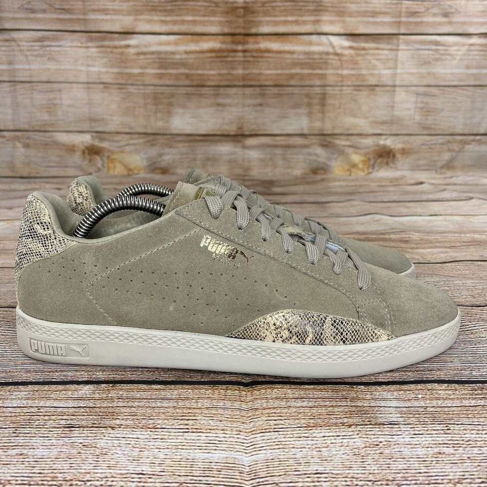 Puma Match Python Print Sneakers Women Size 10 Casual  363048-01 Chinchilla Gold